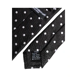 Black Polka Dots Silk Adjustable Necktie Tie