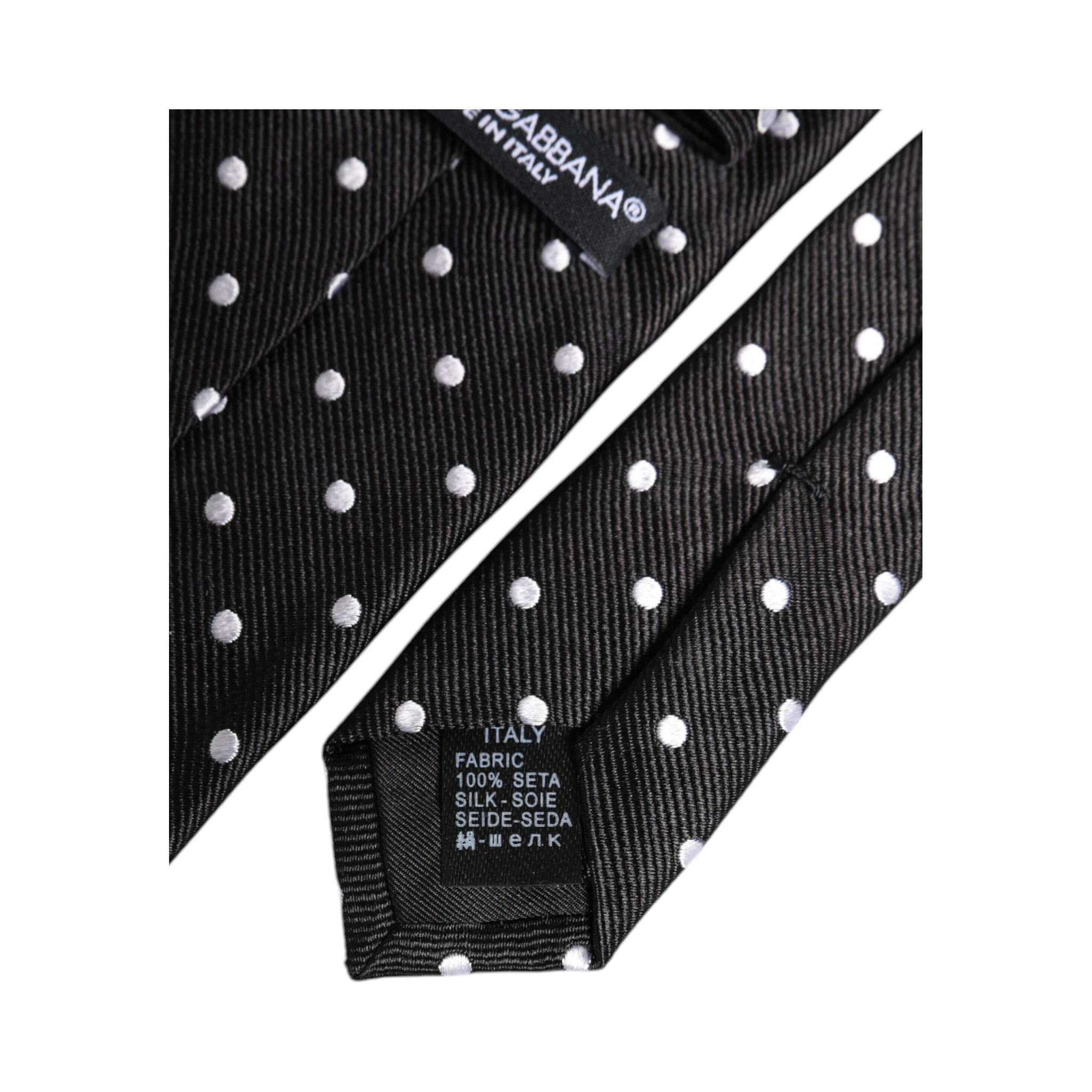 Black Polka Dots Silk Adjustable Necktie Tie