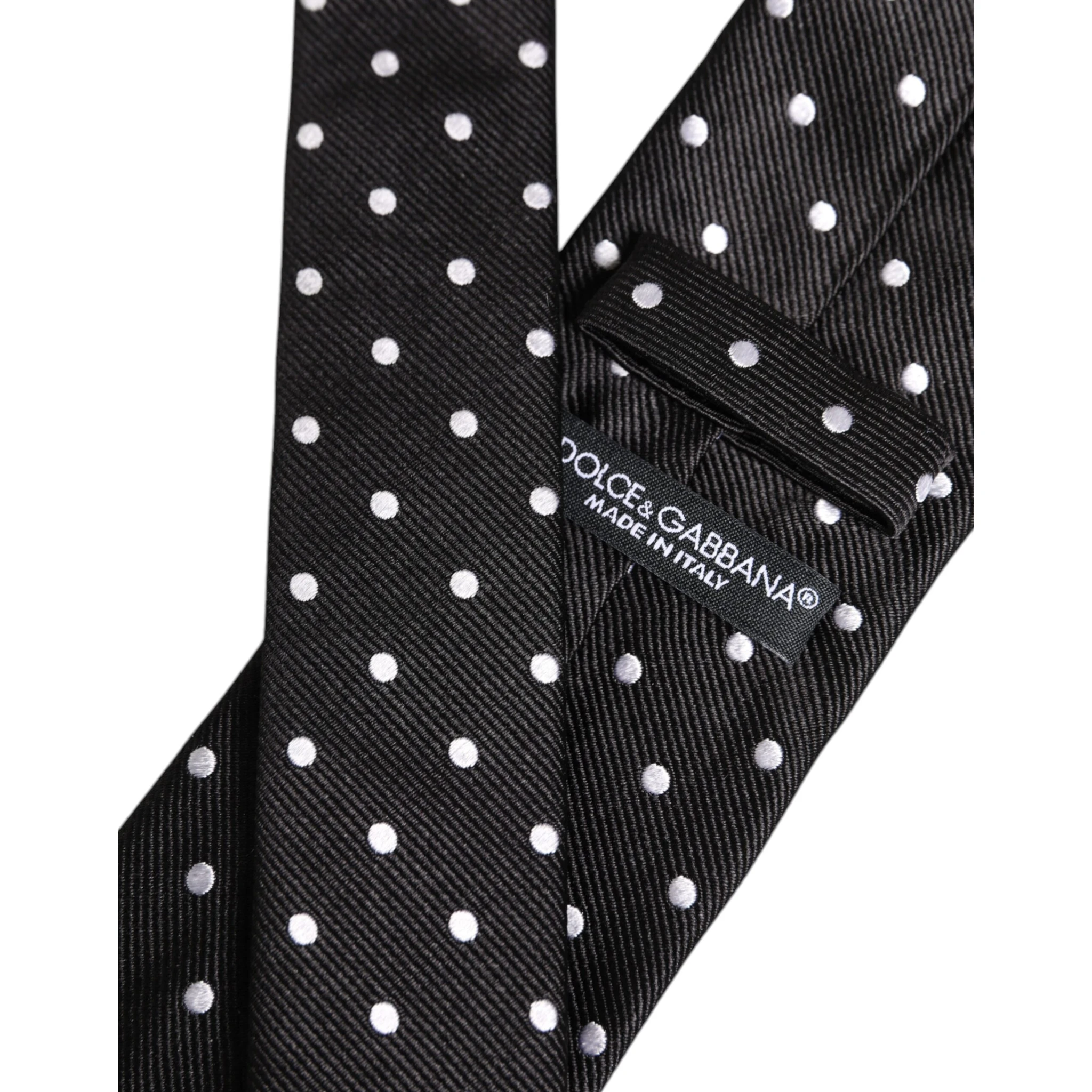 Black Polka Dots Silk Adjustable Necktie Tie