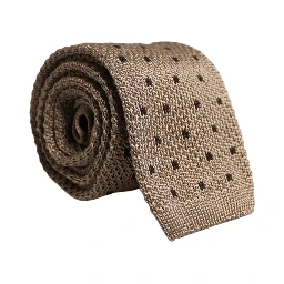 Beige Polka Dot Silk Adjustable Necktie Tie