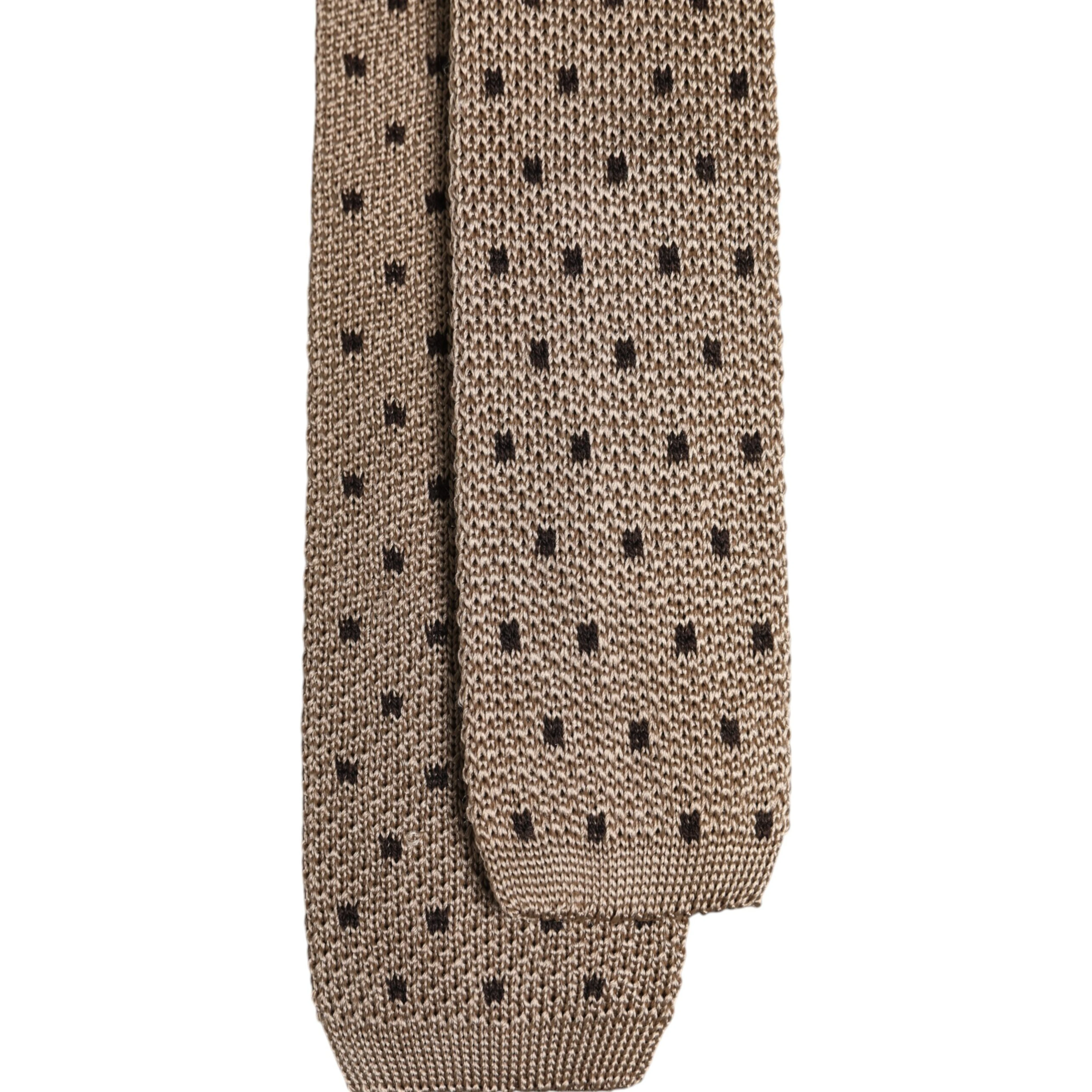 Beige Polka Dot Silk Adjustable Necktie Tie