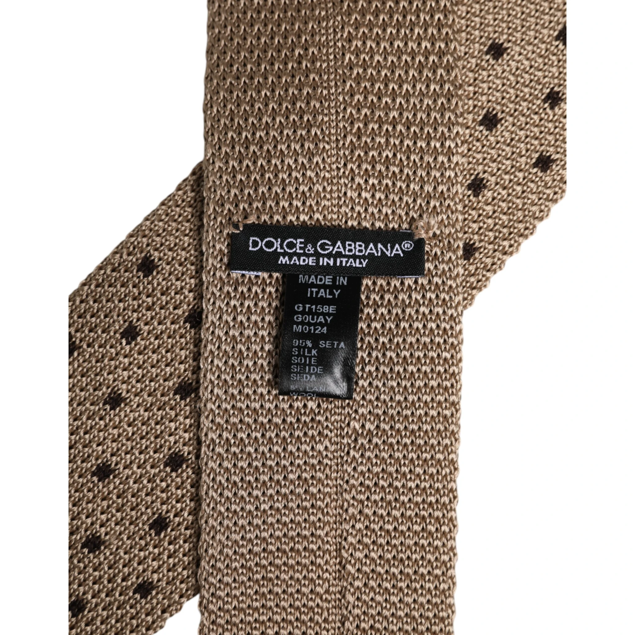 Beige Polka Dot Silk Adjustable Necktie Tie