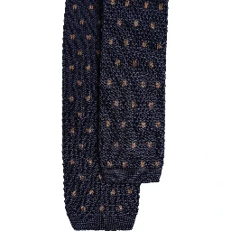 Blue Polka Dot Silk Adjustable Necktie Tie