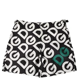 Black White Logo Beachwear Shorts Swimwear