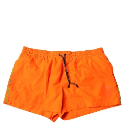 Orange Polyester Beachwear Shorts 2Pc Swimwear