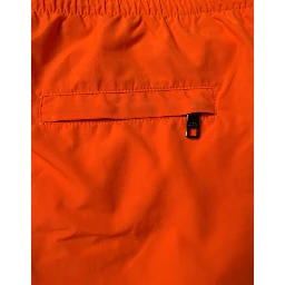 Orange Polyester Beachwear Shorts 2Pc Swimwear