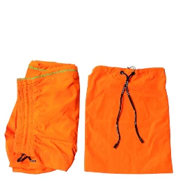 Orange Polyester Beachwear Shorts 2Pc Swimwear