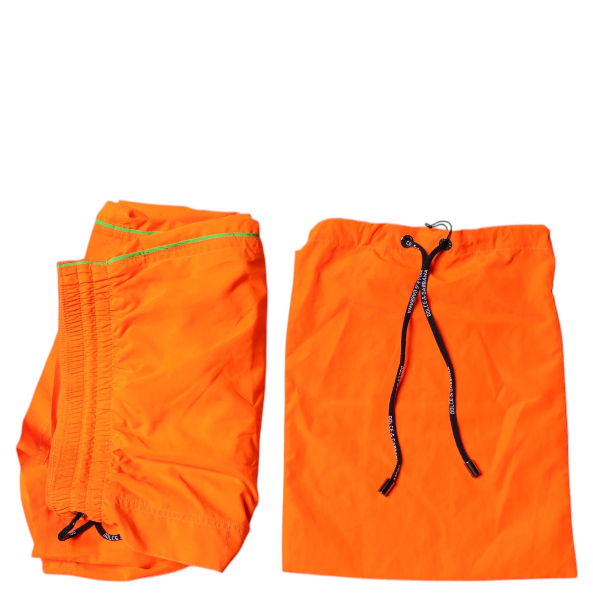 Orange Polyester Beachwear Shorts 2Pc Swimwear