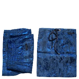 Blue Nylon Beachwear Swim Shorts 2Pc Swimwear