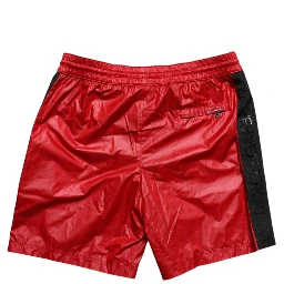 Red Polyester Beachwear Shorts 2Pc Swimwear