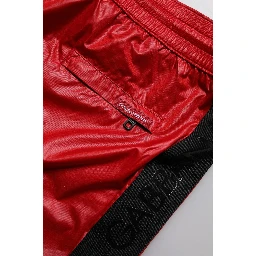 Red Polyester Beachwear Shorts 2Pc Swimwear