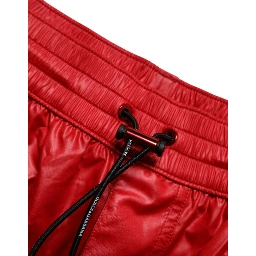 Red Polyester Beachwear Shorts 2Pc Swimwear