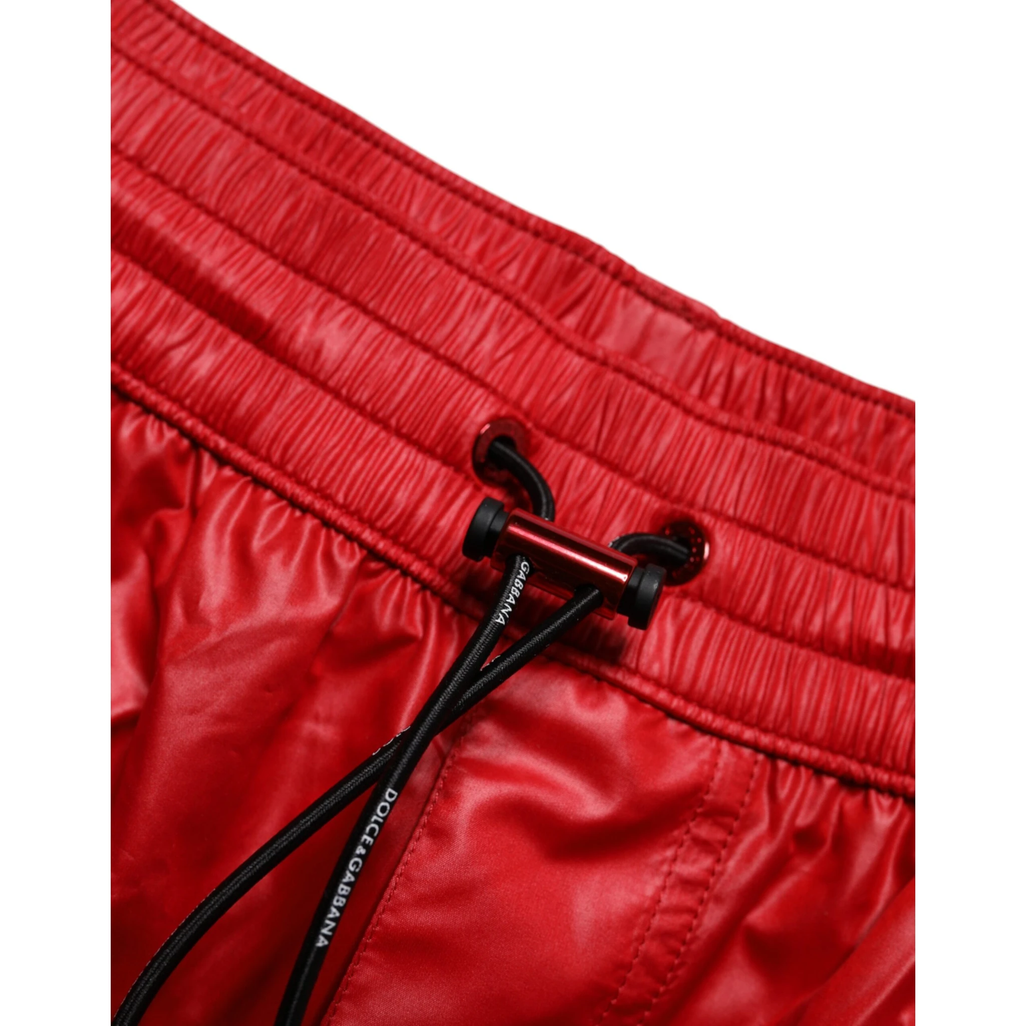 Red Polyester Beachwear Shorts 2Pc Swimwear