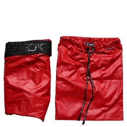 Red Polyester Beachwear Shorts 2Pc Swimwear