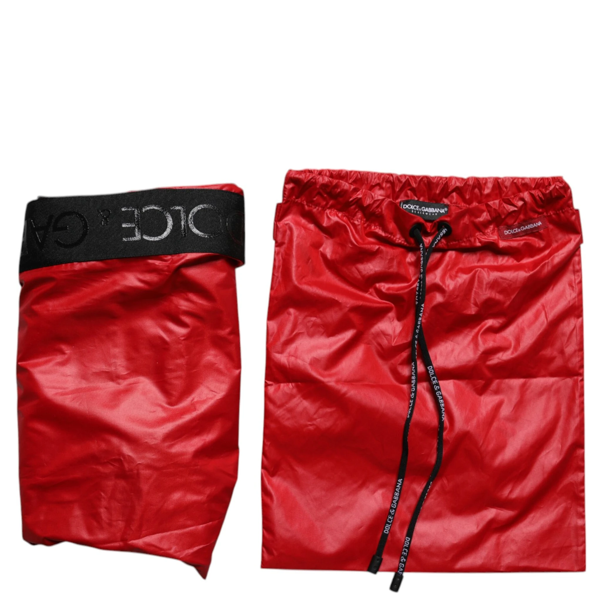 Red Polyester Beachwear Shorts 2Pc Swimwear