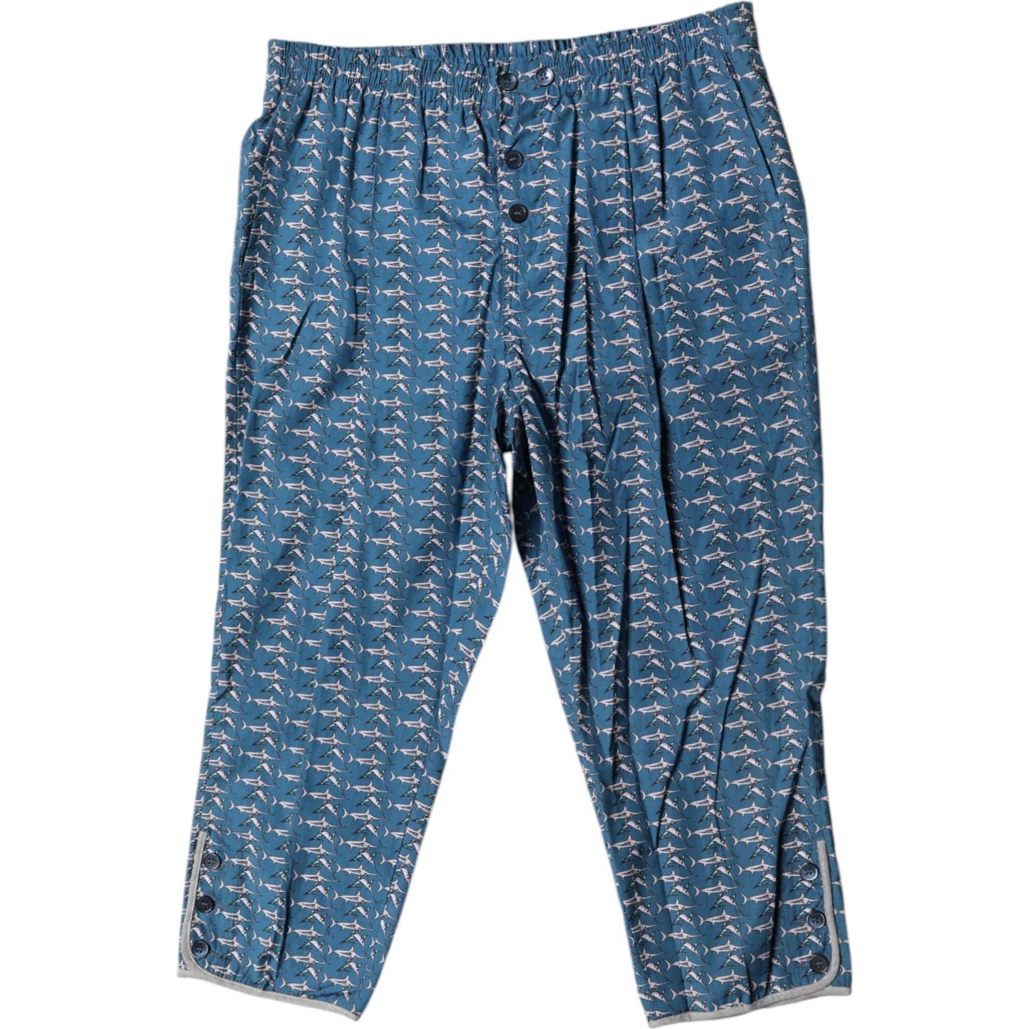 Blue Shark Print Cropped Beachwear Swimwear