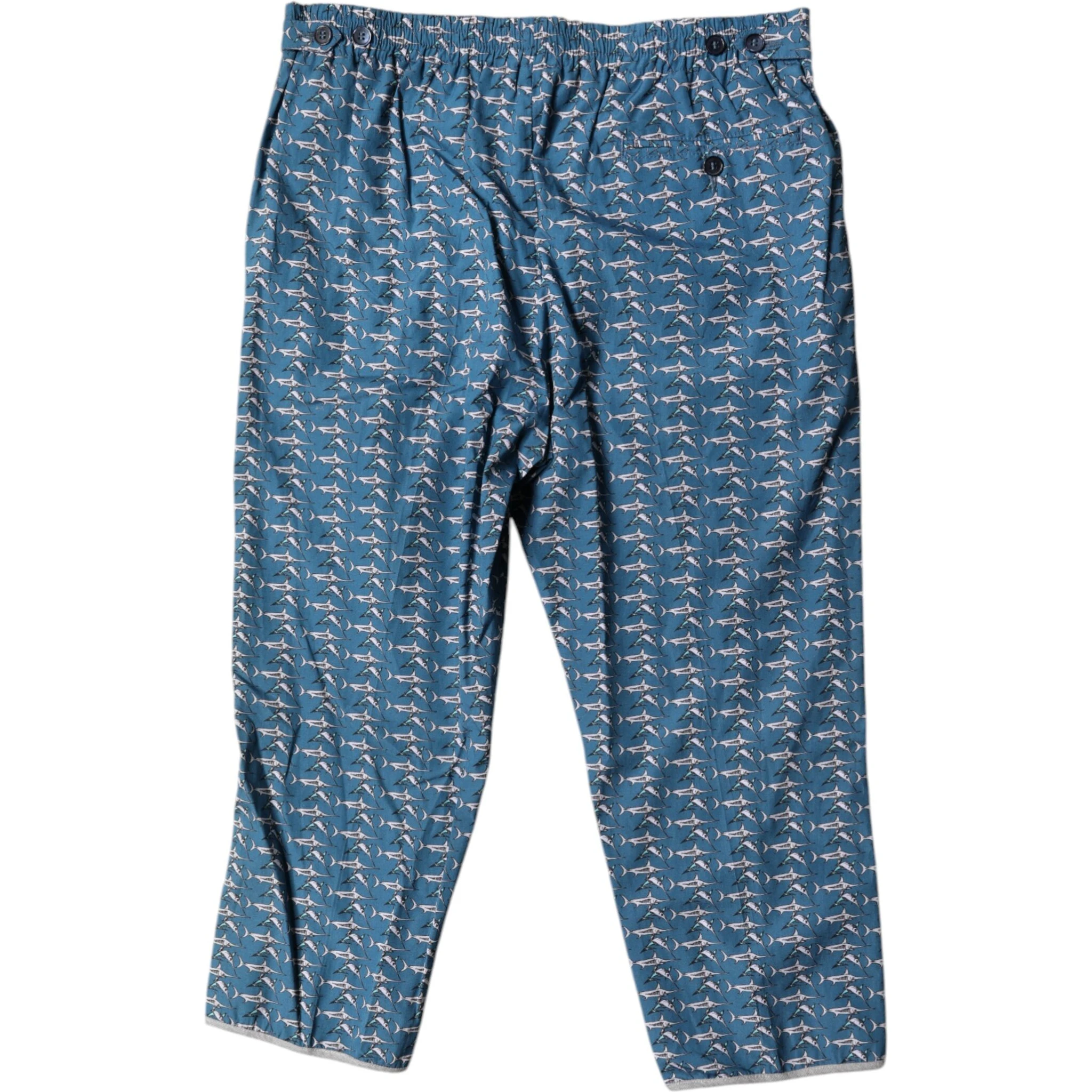 Blue Shark Print Cropped Beachwear Swimwear