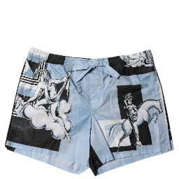 Blue Statue Print Cotton Mens Shorts