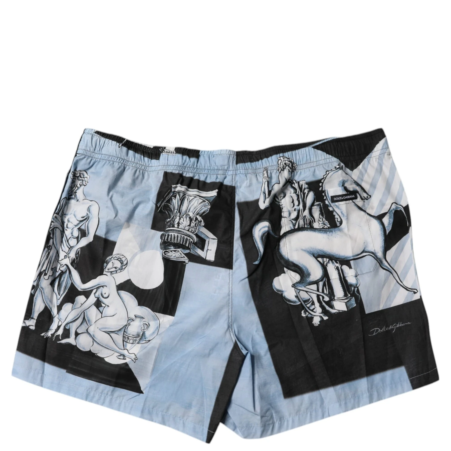 Blue Statue Print Cotton Mens Shorts