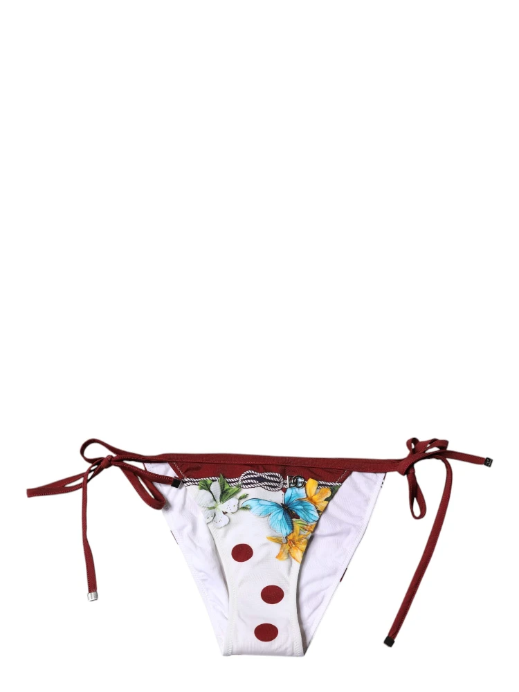White Floral Print Swimsuit Bikini Bottom Swimwear