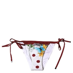 White Floral Print Swimsuit Bikini Bottom Swimwear