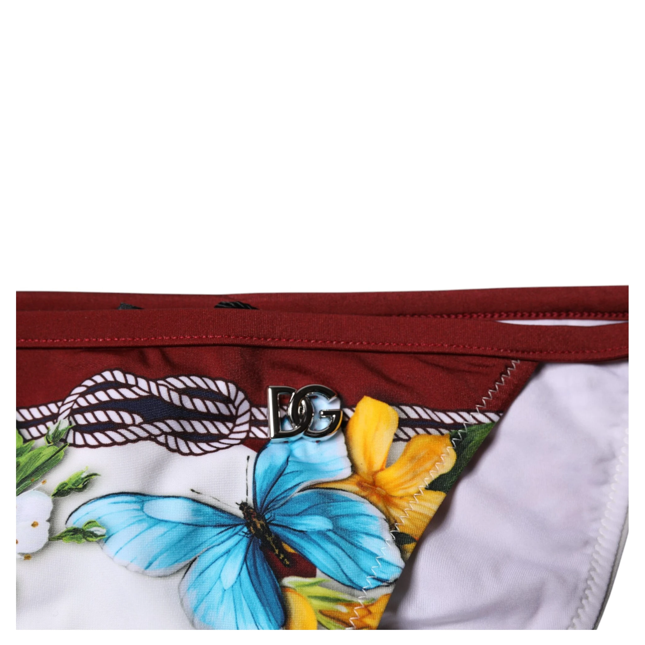 White Floral Print Swimsuit Bikini Bottom Swimwear