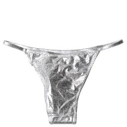 Silver Polyester Beachwear Bikini Bottom Swimwear