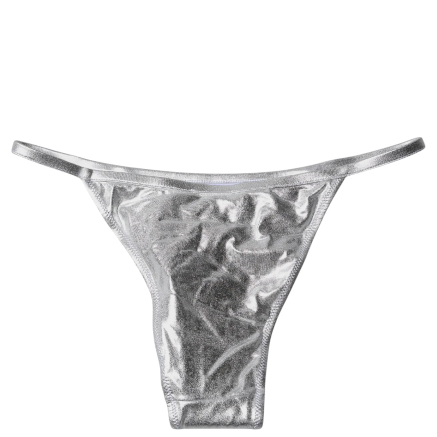Silver Polyester Beachwear Bikini Bottom Swimwear
