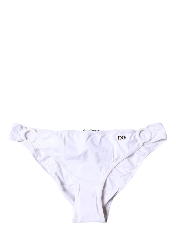 White Nylon Beachwear Bikini Bottom Swimwear