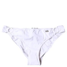 White Nylon Beachwear Bikini Bottom Swimwear