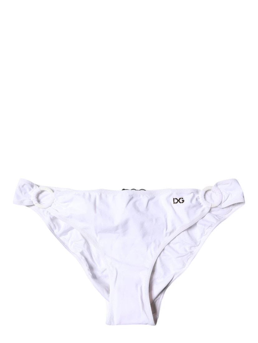 White Nylon Beachwear Bikini Bottom Swimwear