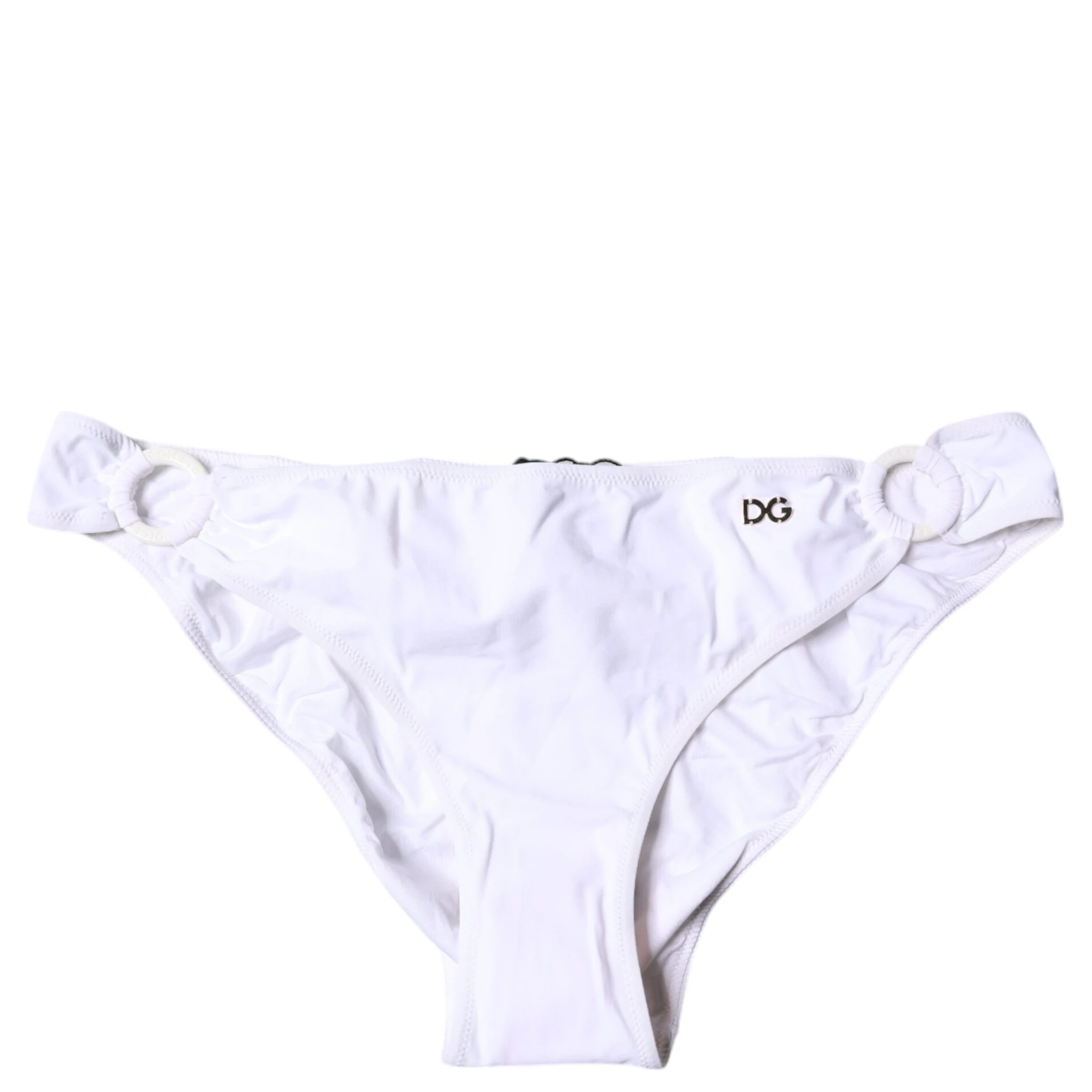 White Nylon Beachwear Bikini Bottom Swimwear