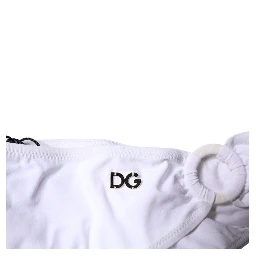 White Nylon Beachwear Bikini Bottom Swimwear