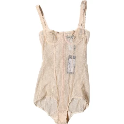 Beige Tulle Balconette Bra Bodysuit Underwear