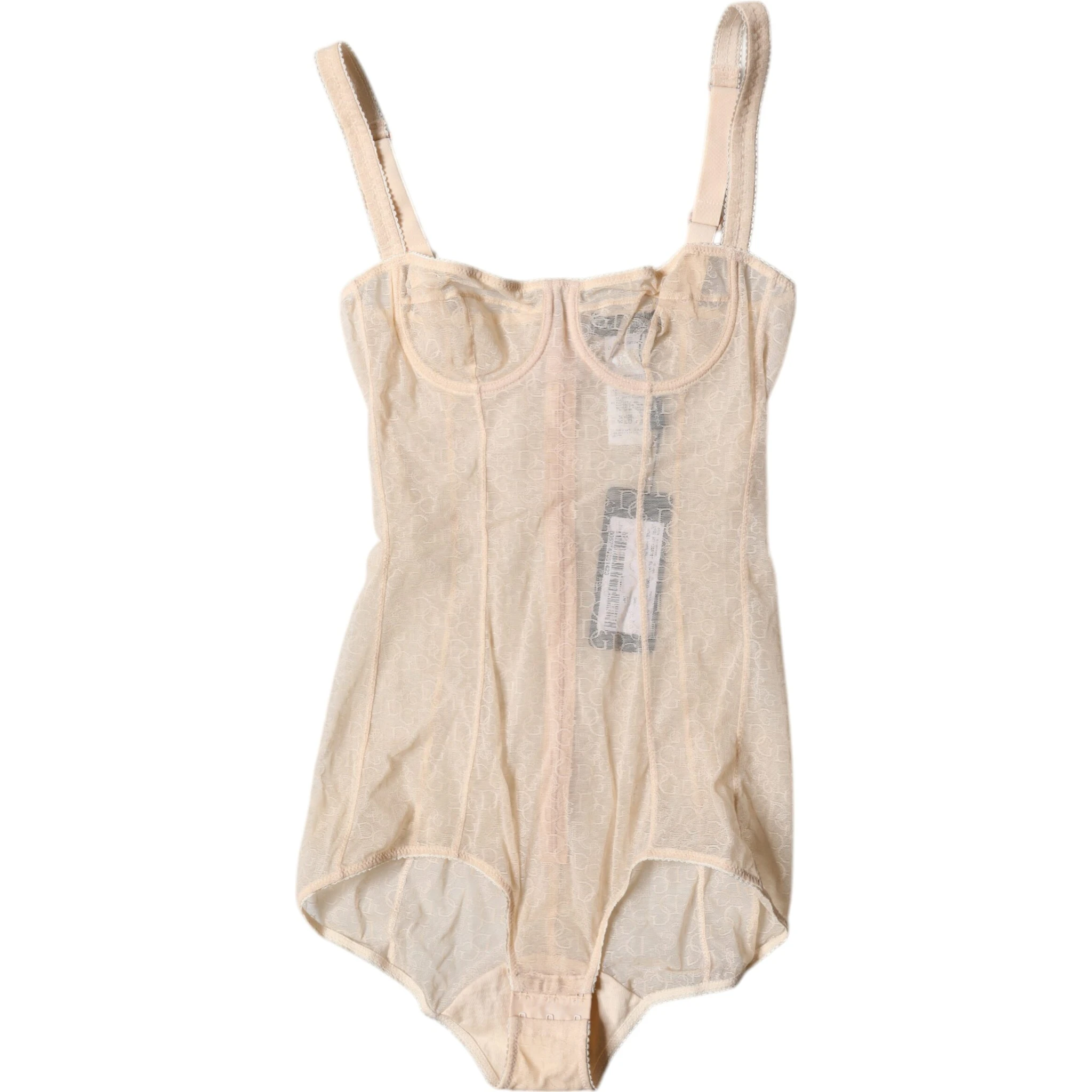 Beige Tulle Balconette Bra Bodysuit Underwear