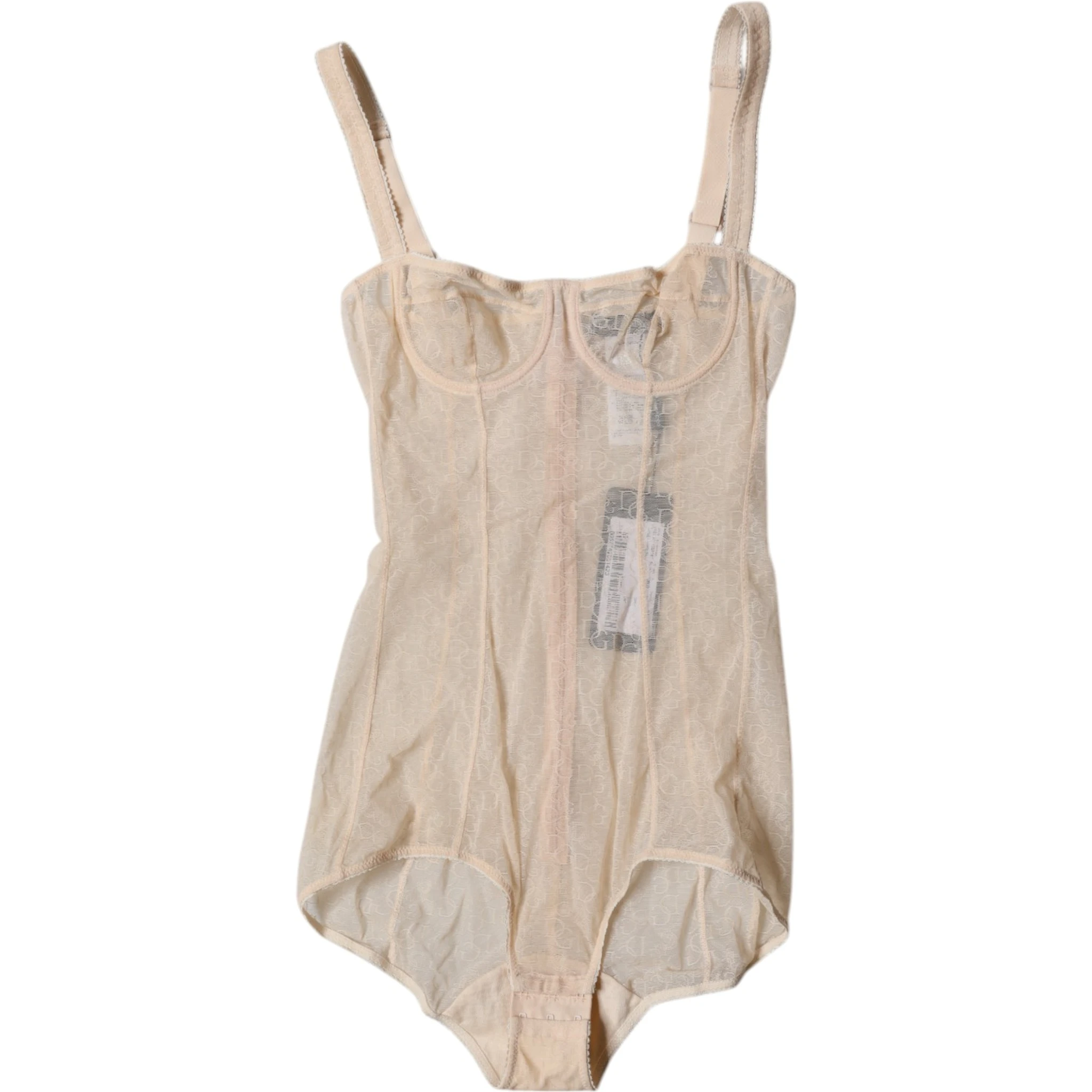 Beige Tulle Balconette Bra Bodysuit Underwear