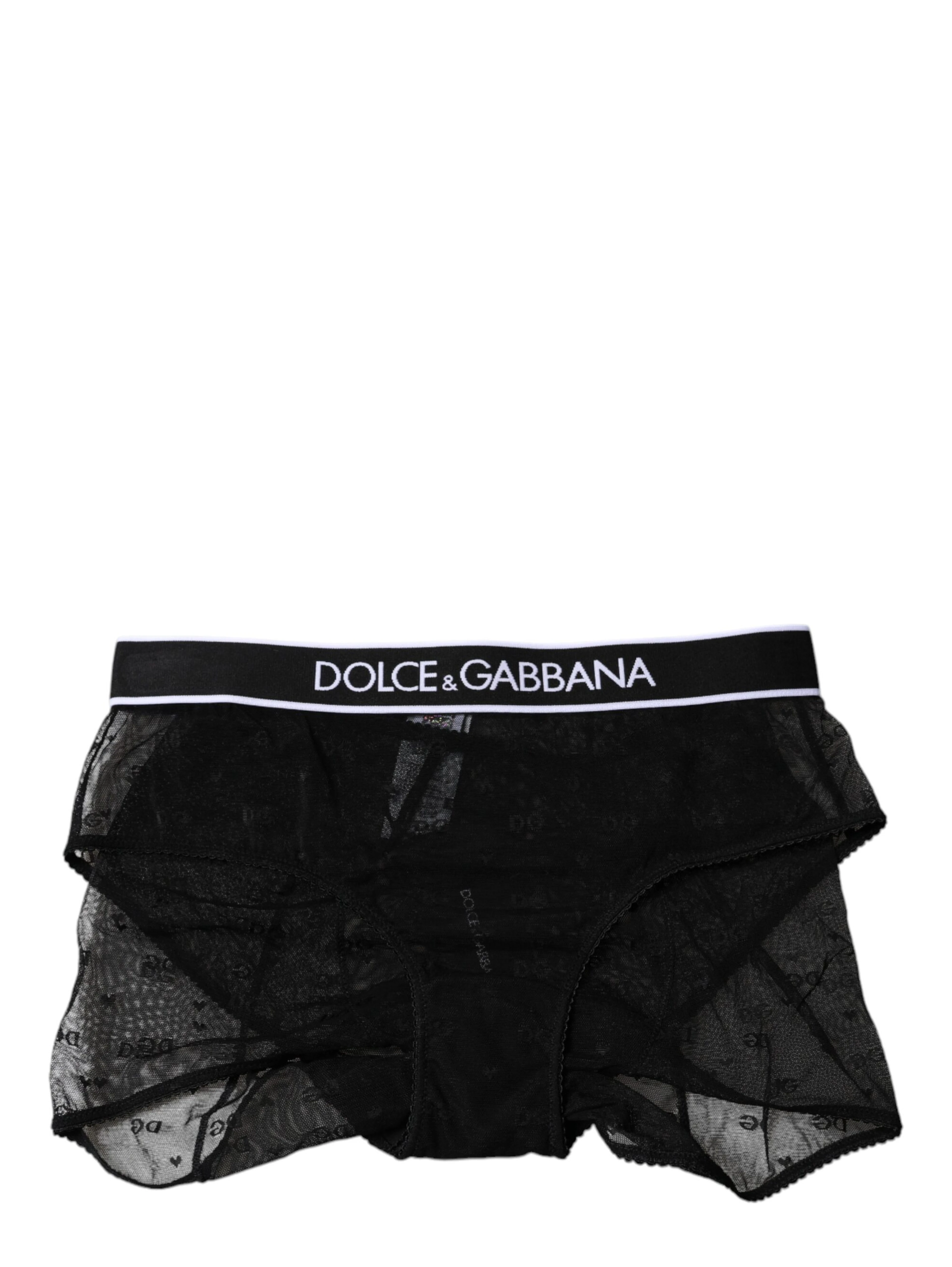 Black Tulle Nylon Mid Waist Panty Underwear