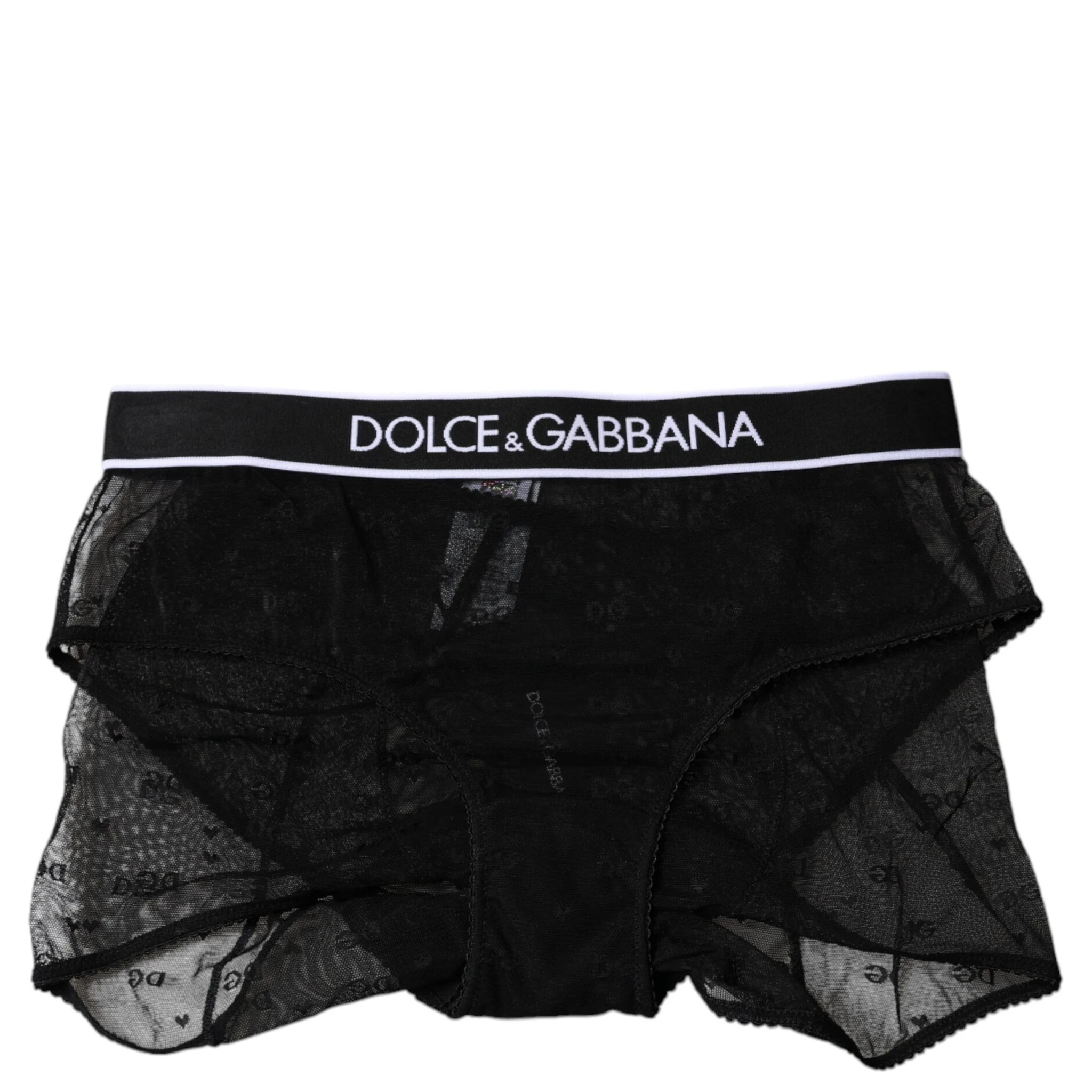 Black Tulle Nylon Mid Waist Panty Underwear