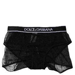 Black Tulle Nylon Mid Waist Panty Underwear