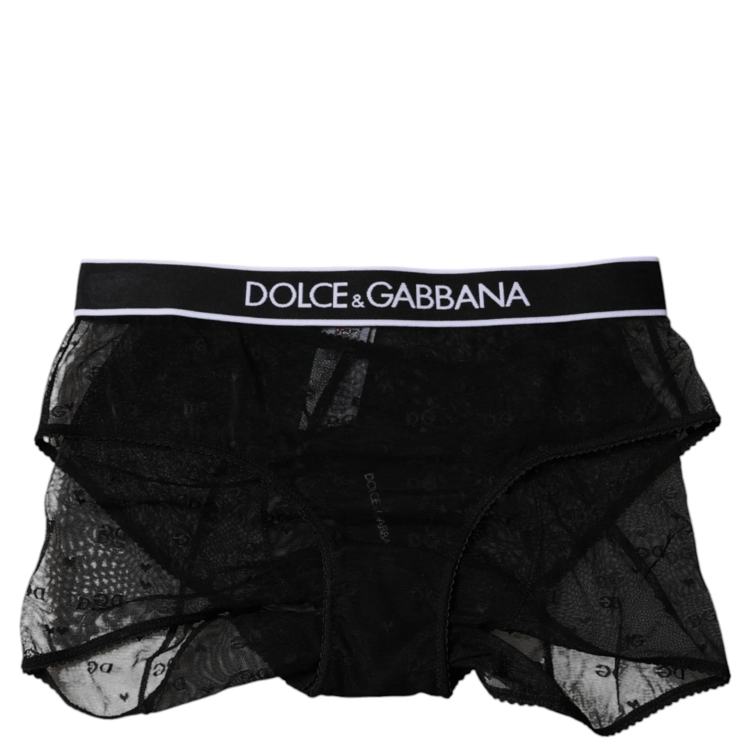 Black Tulle Nylon Mid Waist Panty Underwear
