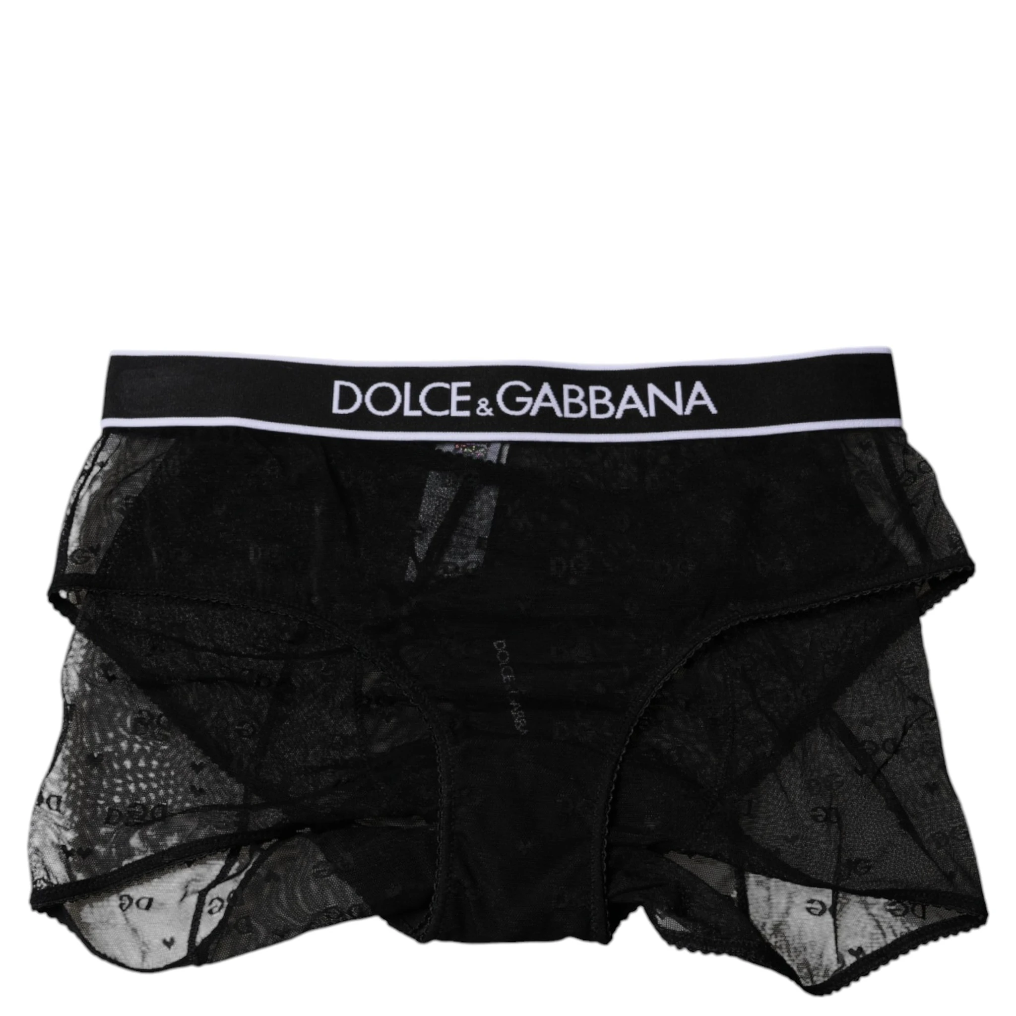 Black Tulle Nylon Mid Waist Panty Underwear