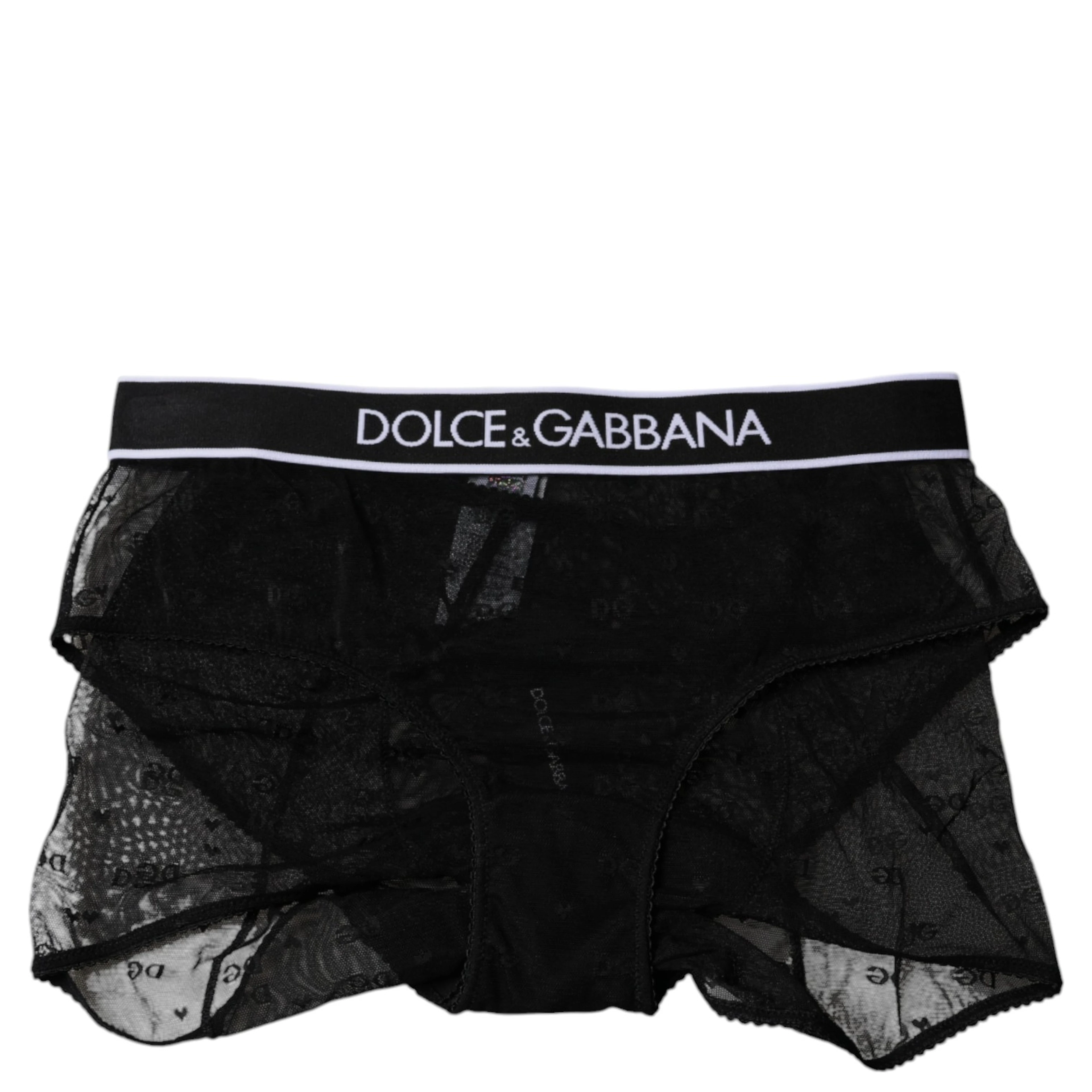 Black Tulle Nylon Mid Waist Panty Underwear