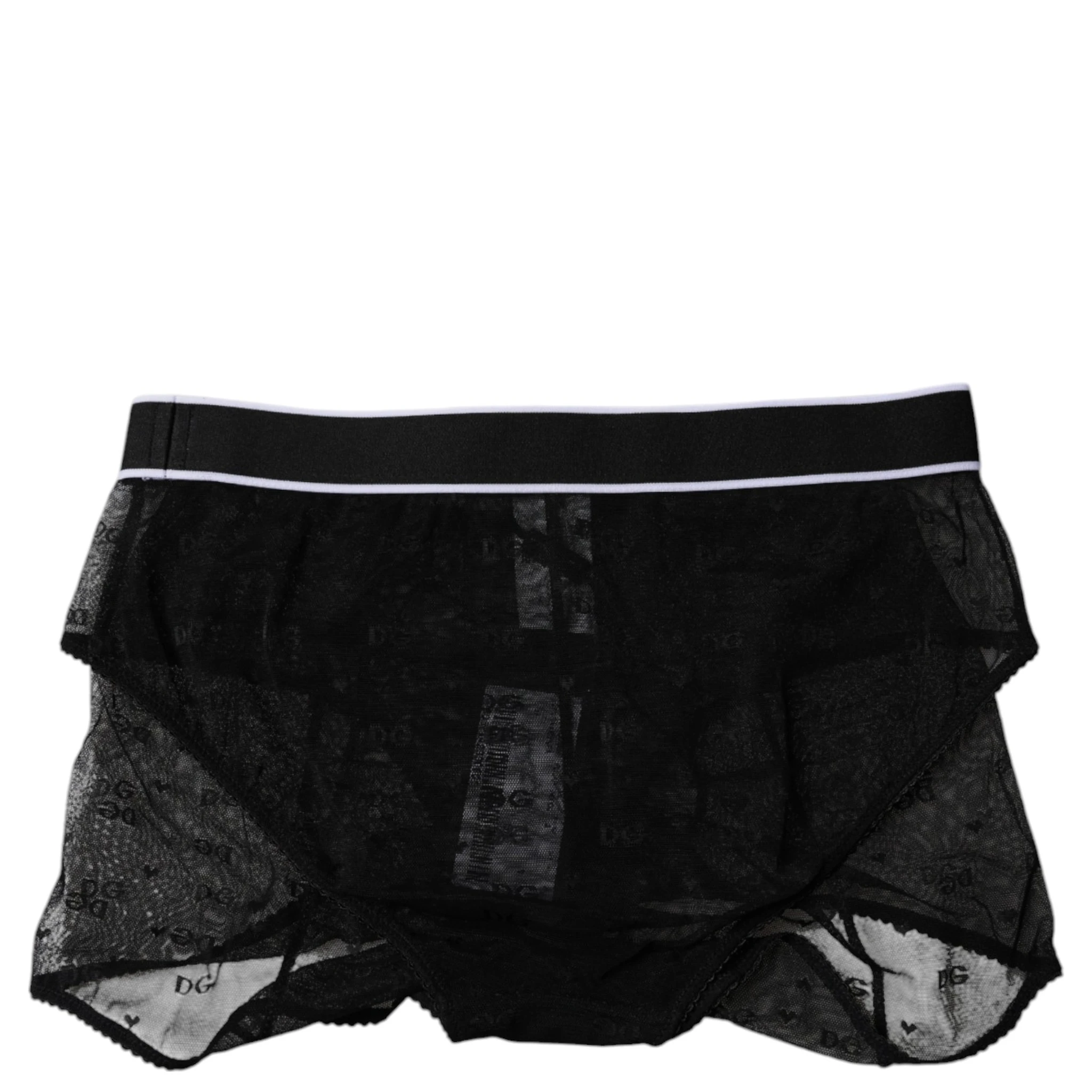 Black Tulle Nylon Mid Waist Panty Underwear