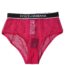 Fuchsia Tulle Nylon Mid Waist Panty Underwear