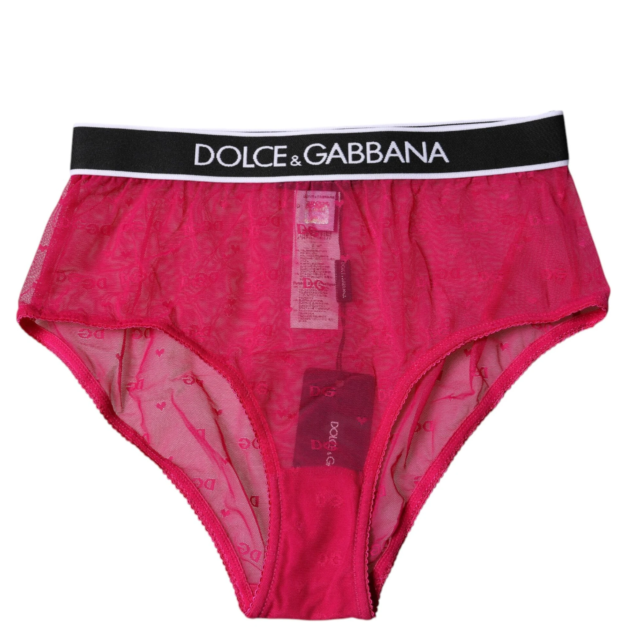 Fuchsia Tulle Nylon Mid Waist Panty Underwear