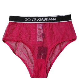 Fuchsia Tulle Nylon Mid Waist Panty Underwear