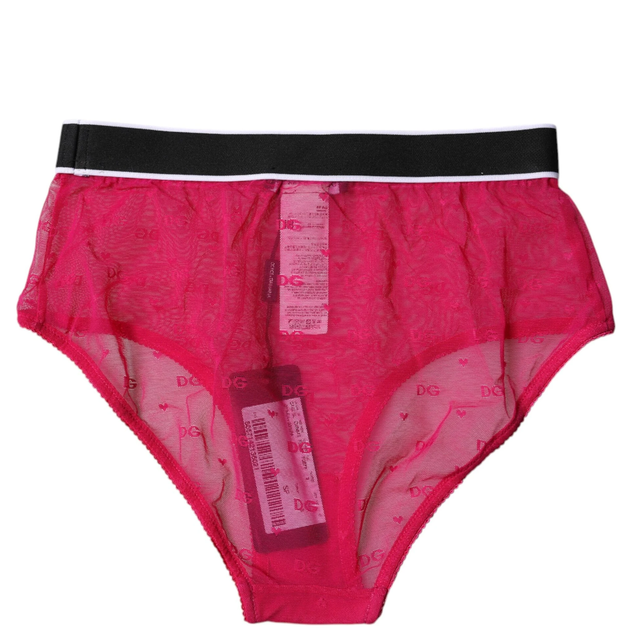 Fuchsia Tulle Nylon Mid Waist Panty Underwear