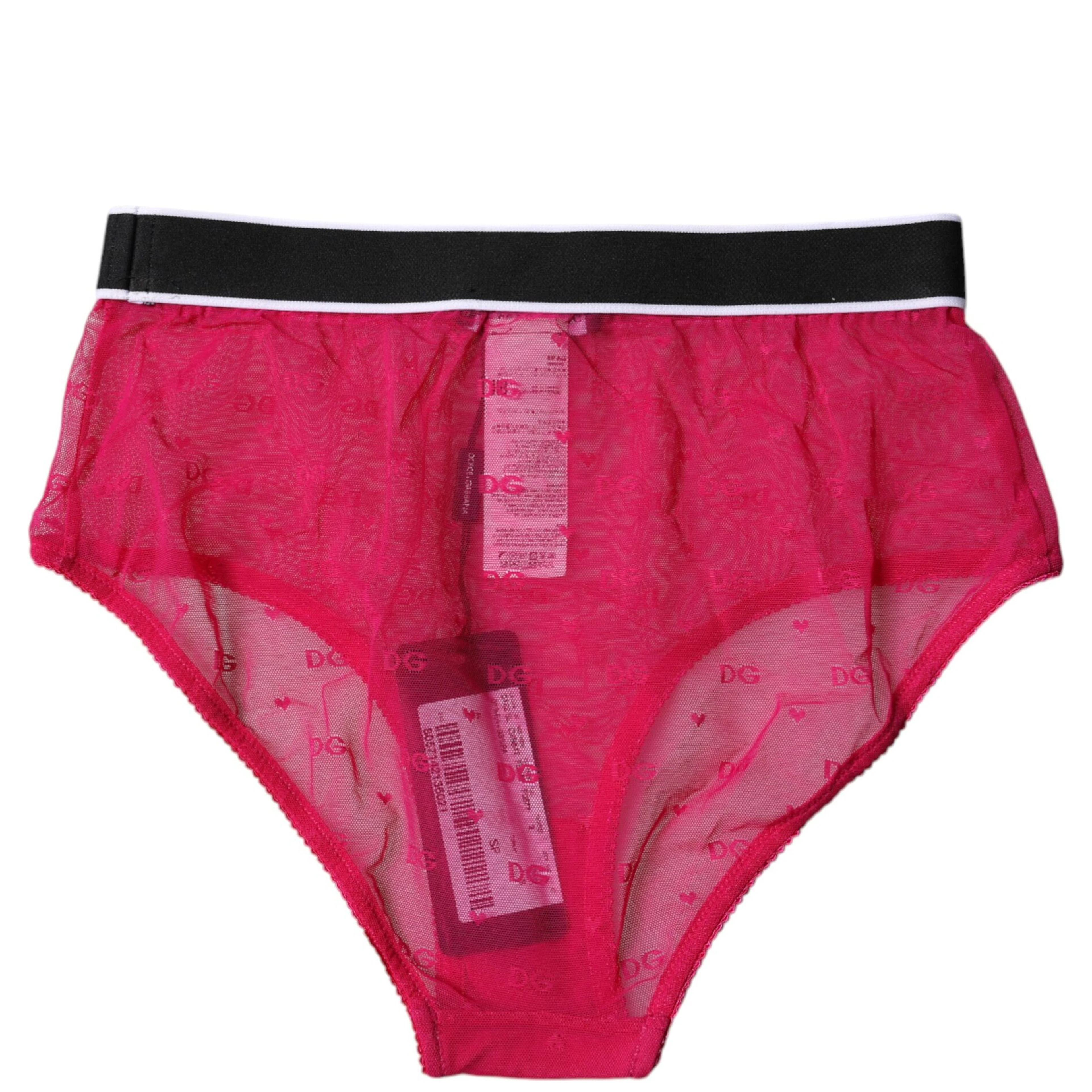 Fuchsia Tulle Nylon Mid Waist Panty Underwear