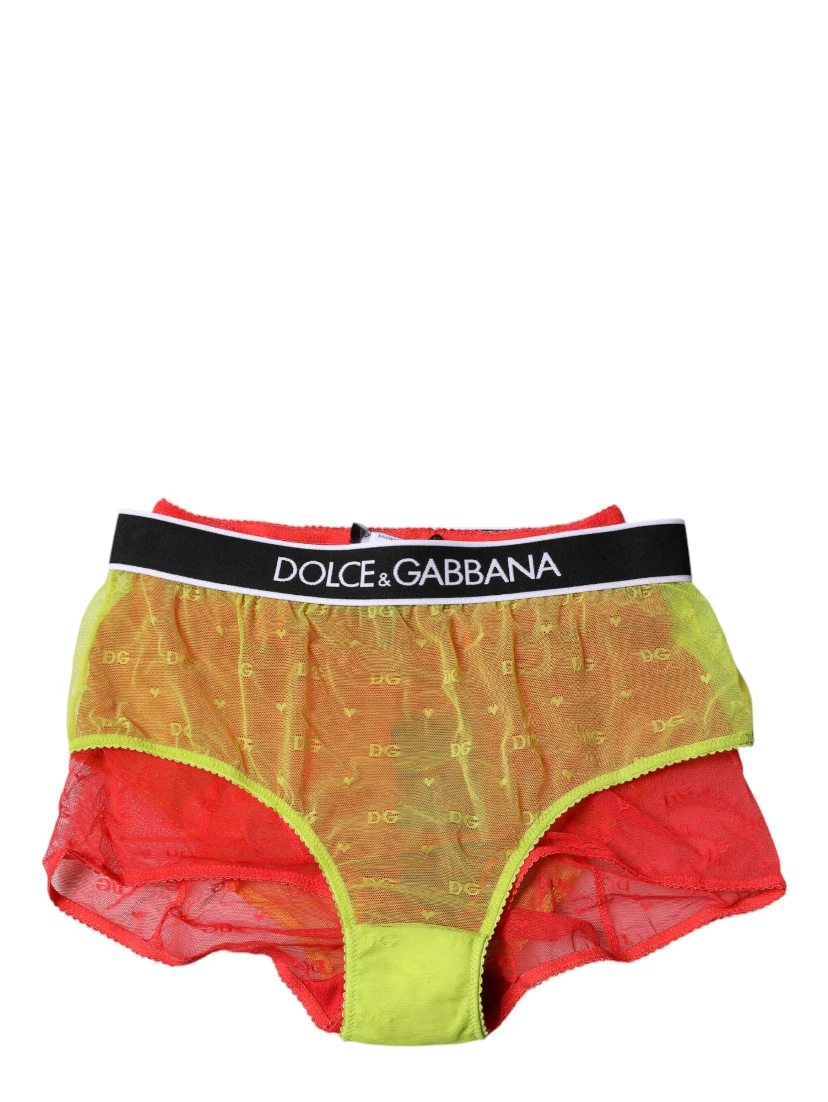 Red Yellow Tulle Mid Waist Panty Underwear