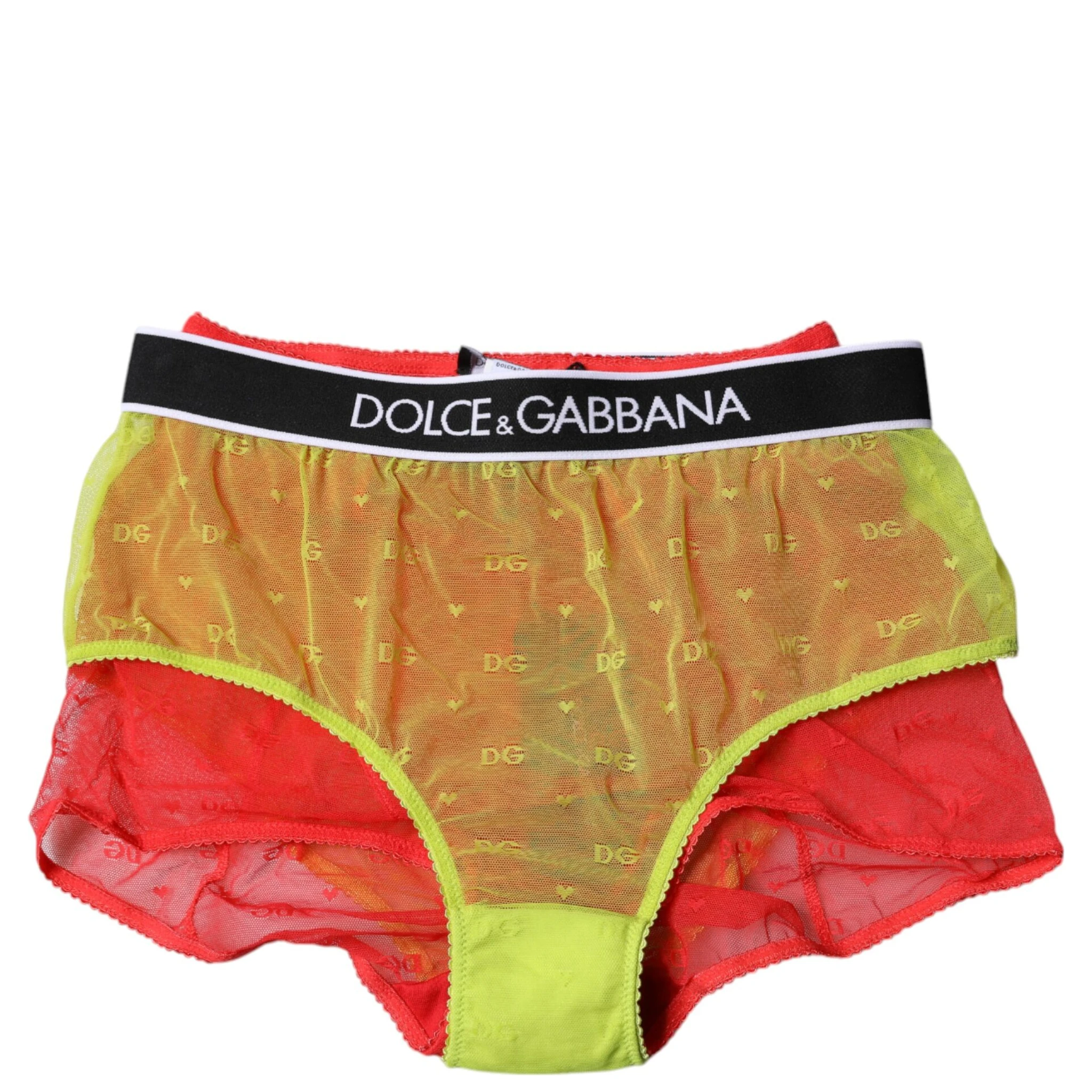 Red Yellow Tulle Mid Waist Panty Underwear
